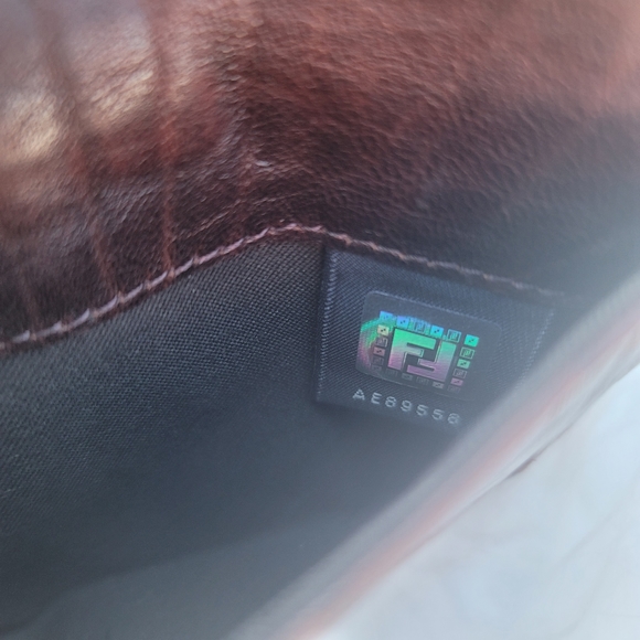 Fendi Brown Leather Wallet Clutch gold logo brass with box Continental - Picture 3 of 15
